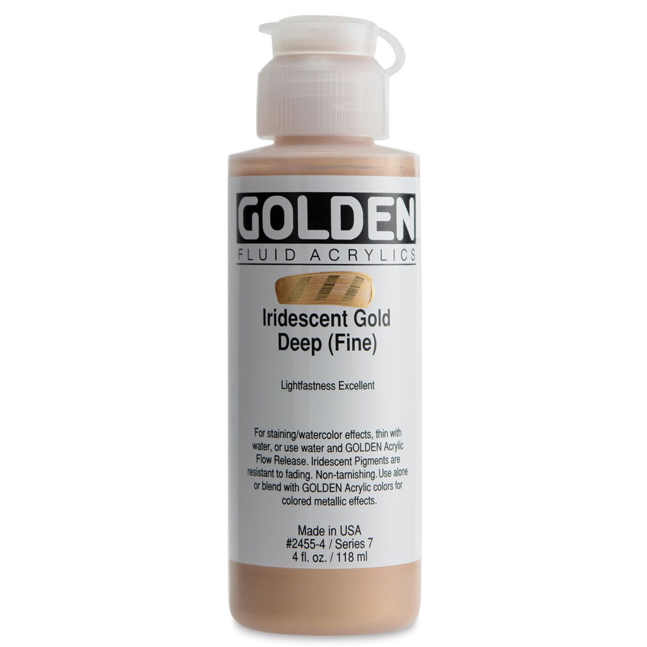 Golden Fluid Acrylics - Iridescent Gold Deep (Fine), 4 oz bottle